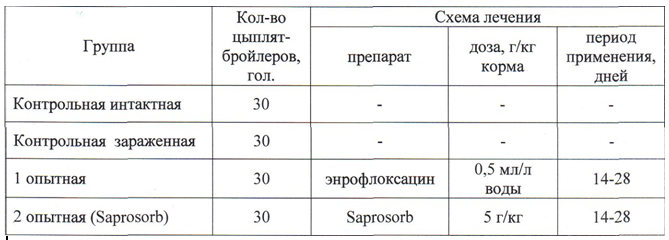 Изучение эффективности применения продукта сорбирующего Saprosorb (Сапросорб) — сорбента / адсорбента микотоксинов широкого спектра действия при колибактериозе